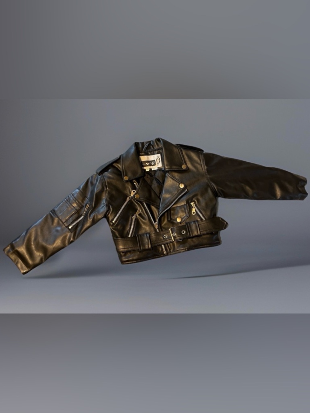 INNOSENSE BLACK FAUX LEATHER MOTOR  BIKER JACKET  2T